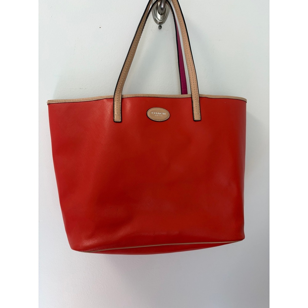Coach City Tote Women Large Orange Crossgrain Leather Chic Work Bag F31326